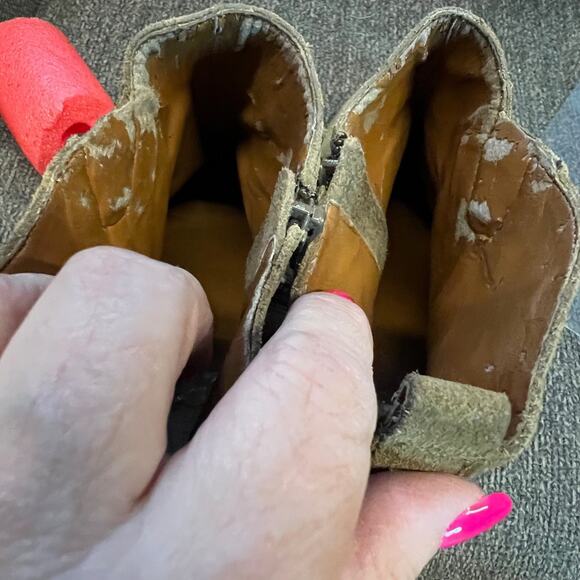 Ivanka Trump Tarissa Suede Heeled Bootie Womens Tan Asymmetric Zip Dressy Chic - Picture 7 of 7